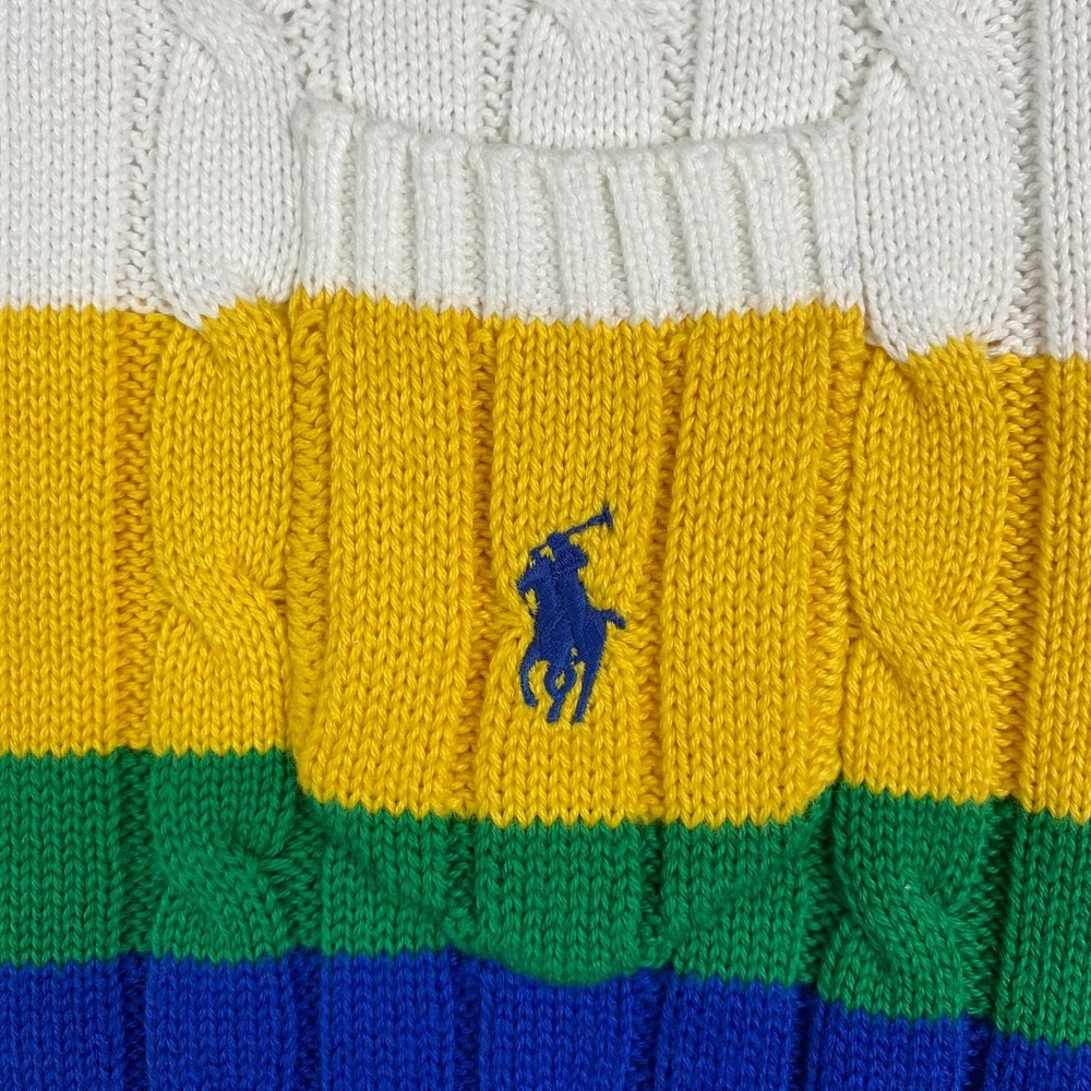 Polo Ralph Lauren Womens Cable Knit pocket Sweater 2XL colorful Preppy pony - Picture 5 of 14